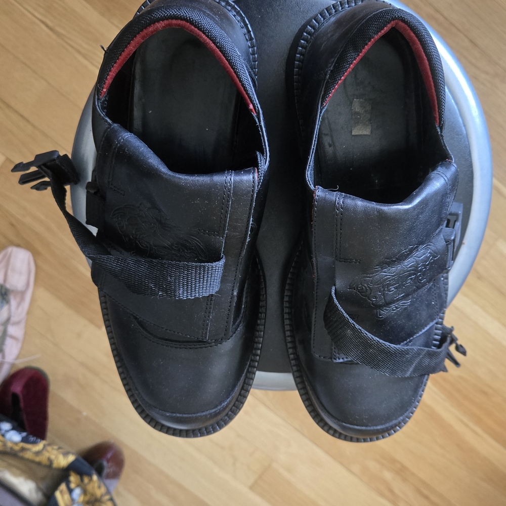 Versace Black Men's Loafers with Red Accents